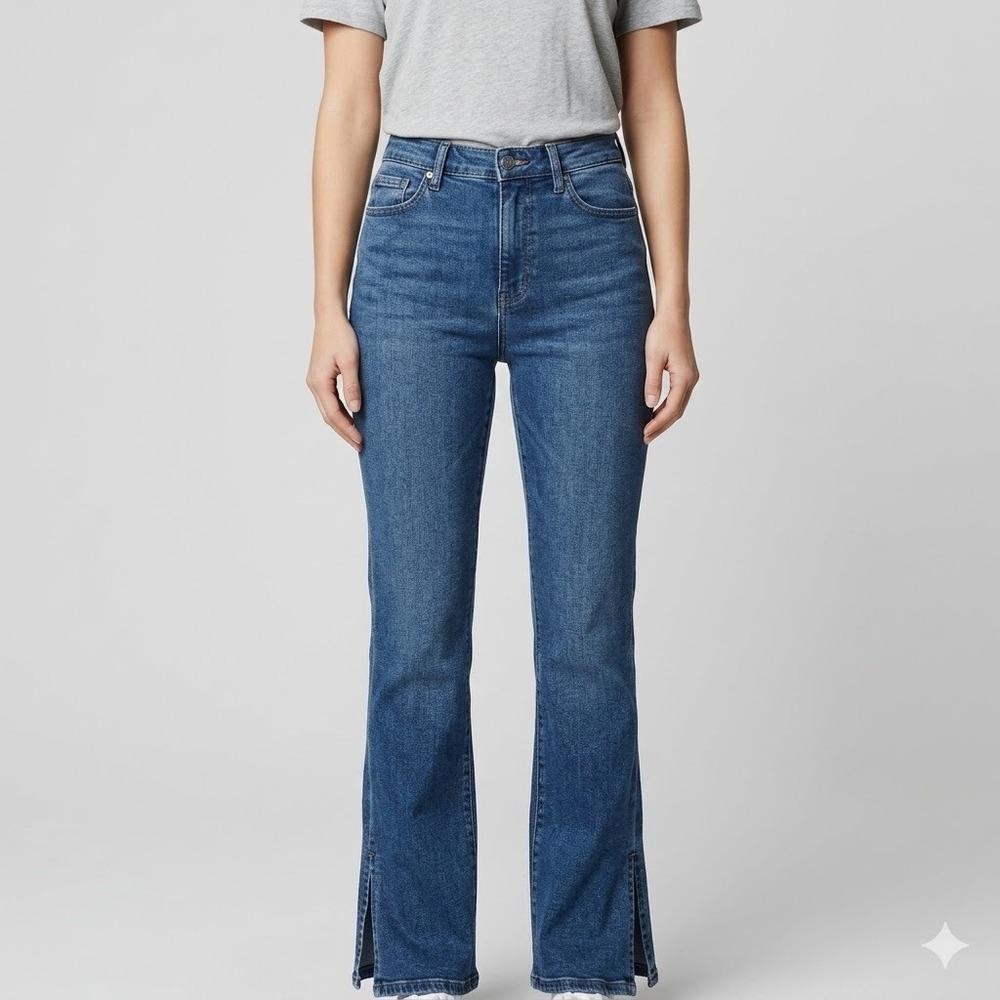 [BLANKNYC] x Free People The‎ Hoyt High-Rise Mini Flare Side Slit Jean 27 Blue